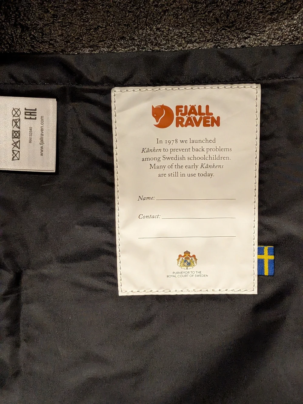 Fjallraven Kanken Black Backpack Striped Straps Classic 16L